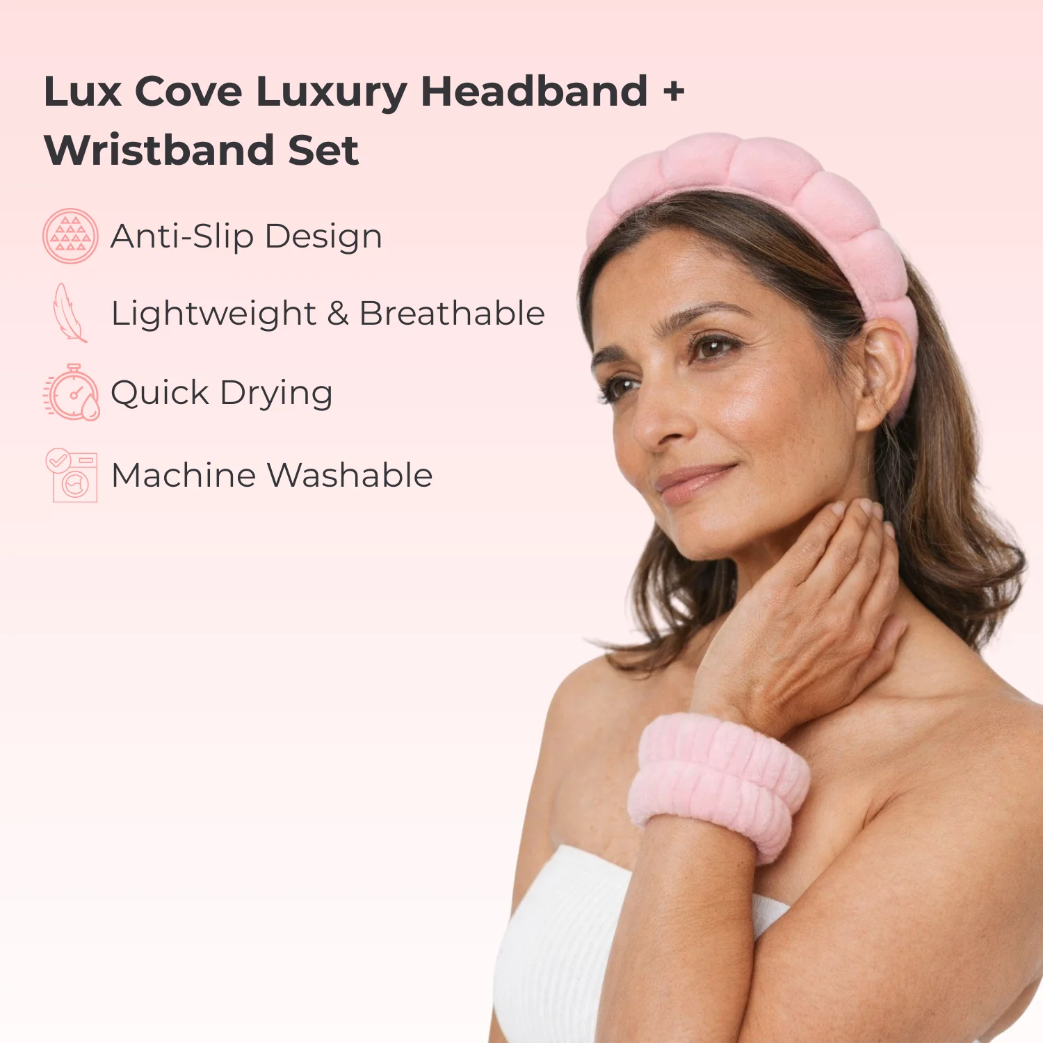 Lux Cove Luxury Cloud Headband & Wristband Set - Image 3